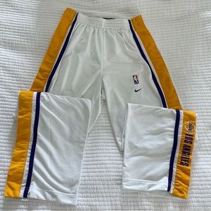 Lakers Nike Snap Off White Warm Up Pants